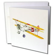 3dRose White and Red and Yellow Military Training Biplane - Greeting Card, 6 by 6-inch