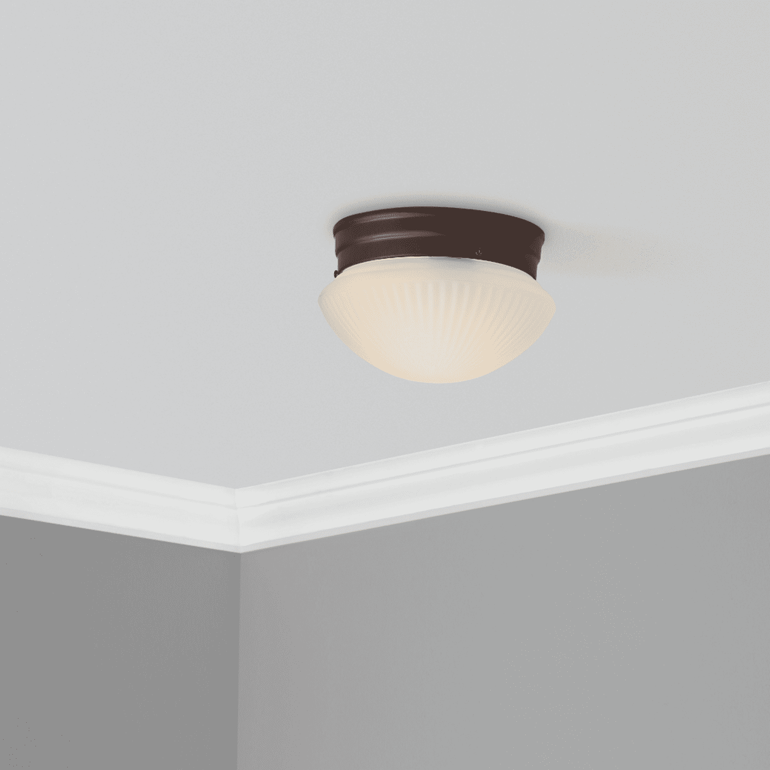 (2 pack) Mainstays 7.5" Classic Flush Mount Ceiling Light, Bronze Finish Frosted Glass Shade, Bulb Not Included