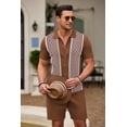 thumbnail image 4 of COOFANDY Men's 2 Pieces Short Set Short Sleeve Vintage Button Down Shirts and Summer Pants Casual Beach Outfits, 4 of 9