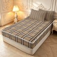 thumbnail image 2 of Manfei Vintage Plaid Themed Zipper Full Size Comforter Sets with Fitted Sheet and 2 Pillowcases,Retro Grid Zipper Bedding Set,Brown,Reversible,4pcs, 2 of 8