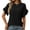 Black, variant on Women's Solid Color Round Neck Ruffle Short Sleeve T Shirt for Summer Short Women Snow Long Sleeve Shirts Women Solid Color Tops Women Summer Short Sleeve Womens Athletic Clothes Womens Workout