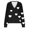 thumbnail image 4 of Kaemgyyd N Women's Cardigans Casual Heart V Neck Button up Knit Sweater Tops Fall Long Sleeve Loose Fit Outerwear Coats, 4 of 4