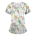 thumbnail image 1 of Snoarin Summer Plus Size Summer Hauts pour Femmes Mode Manches Courtes Col en V Hauts Uniforme de Travail Imprimé avec Poche Blouse Hauts Uniformes de Travail pour Femmes en Liquidation, 1 of 4