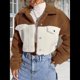 thumbnail image 4 of Chaqueta de Forro Afelpado para Mujer, Abrigo Informal de Invierno con Botones y Bolsillos Marrón Oscuro M, 4 of 9