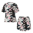 thumbnail image 4 of Kdxio Orchids Flowers Print Pajamas Sets for Women Short-Sleeved Pjs with Lounge Shorts Two Piece Sleepwear S-4XL, 4 of 9