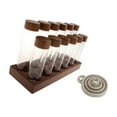 thumbnail image 4 of Tubos de vidrio para almacenar café, bodegas para granos de café, soporte de exhibición de madera de nogal con tapas, contenedores para granos de café Base de 12 agujeros, 4 of 8