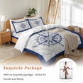thumbnail image 7 of Retro Compass Bedding Duvet Cover Set Twin Size 4 Pieces Navigation Blue Lines Art Classic Bedding Set with Zipper Closure, 1 Comforter Cover 68x86 Inches 1 Flat Sheet & 2 Pillow Cases, 7 of 7
