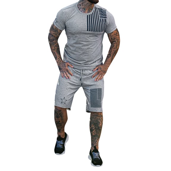 Vedolay Short Sets For Mens Men's Shorts Set Summer Lightweight for Men 2 Piece Shorts Tracksuit,Blue L