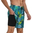 thumbnail image 2 of Kdxio Shark And Leaves Print Men's Swim Trunks with Compression Liner 7 Inch Inseam Quick Dry Swim Shorts, 2 of 7