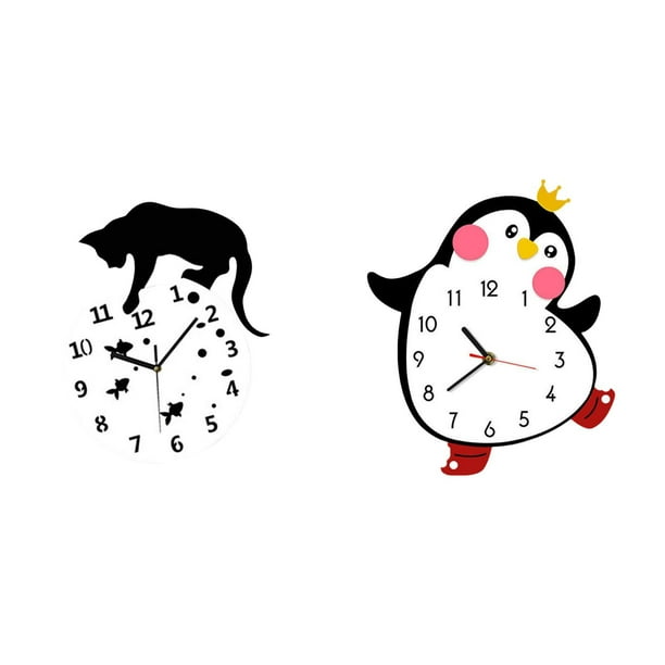 Reloj de pared,Reloj de pared de gato para sala de estar,dormitorio decorativo.,Reloj colgante de pared para cocina y baño moderno,Reloj de pared,Reloj de pared silencioso y decorativo que no