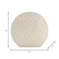 thumbnail image 4 of Textured Round Vase with Leaf Design for Living Room Decor - Ceramic Flower Vase for Home, Bedroom Vanity, or Office Table - Coastal Style Accent for Mantel and Console Decoration - 11", Ivory & Tan, 4 of 12