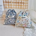 thumbnail image 4 of Bolsas de pañales con estampado de flores para mamá, bolsa de almacenamiento de pañales de algodón para bebé, bolsillo de cuerda para cochecito, paquete de transporte, viaje al aire libre, 4 of 4