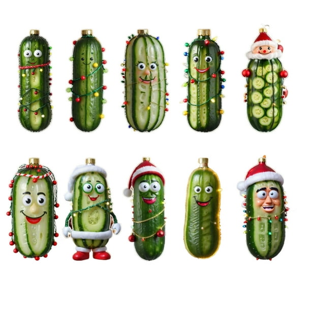 Mini Colgante Navideo De Pepino, Adorno Decorativo Para Rbol, De Cristal, Con Luz Led a Pilas, Ideal Para Decorar El Hogar O La Oficina Durante Las Fiestas. Colores Rojo Y Verde. Tamao, UKHBMC