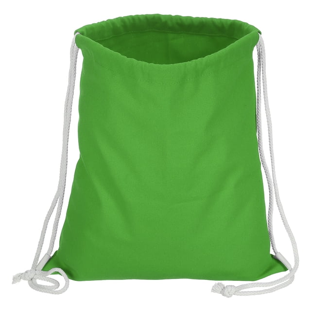 Unique Bargains Cotton Drawstring Bags Cotton Drawstring Backpack Foldable Sports Gym Bags Green