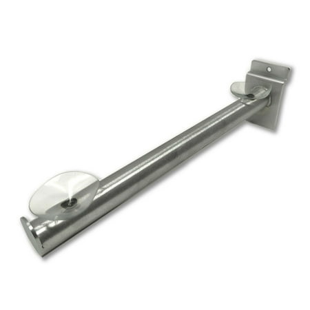 

Slatwall Round Tube Glass Shelf Brackets with Stabilizing Suction Cups Brushed Chrome Finish 2 Pack