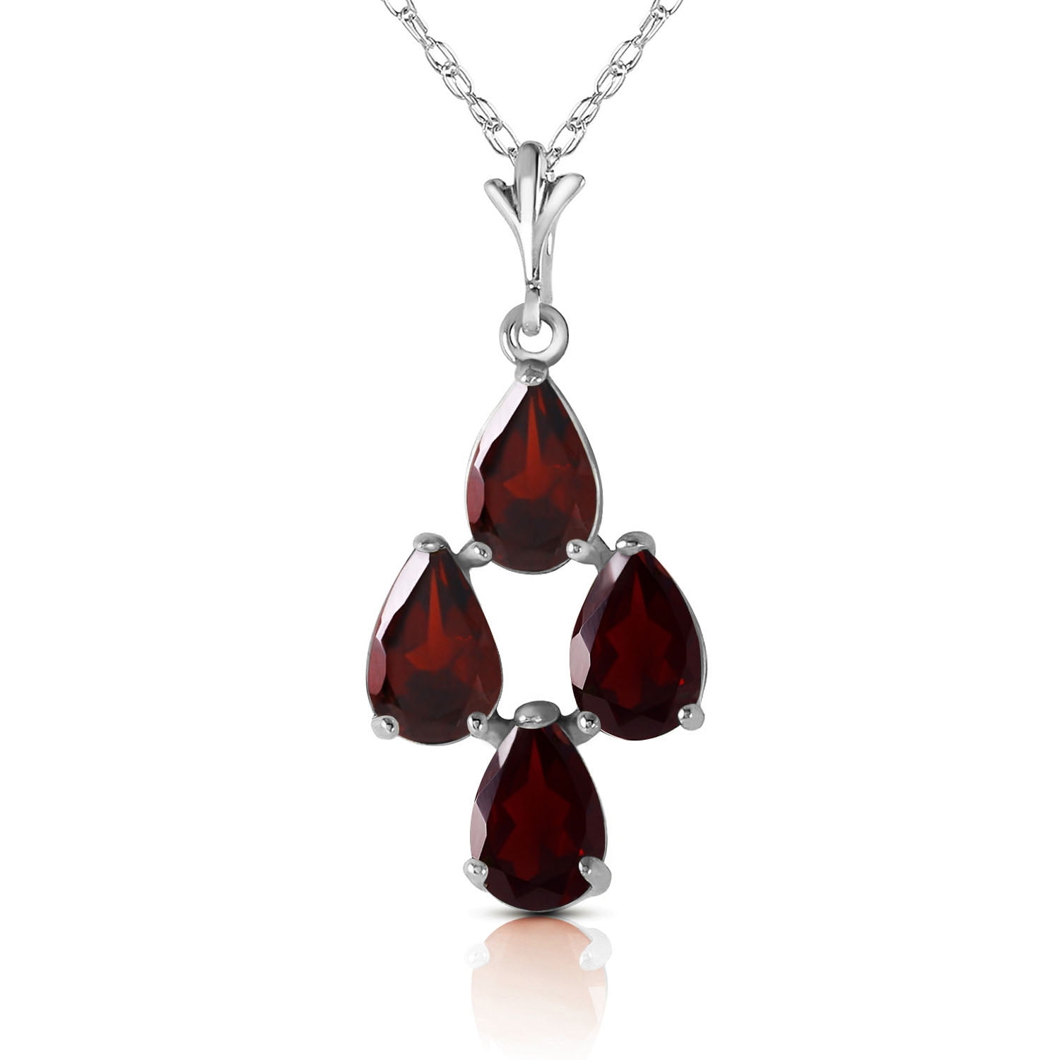 Galaxy Gold 14K Solid Gold Natural Garnet Pear Drop Necklace for Women - White Gold Fine Jewelry