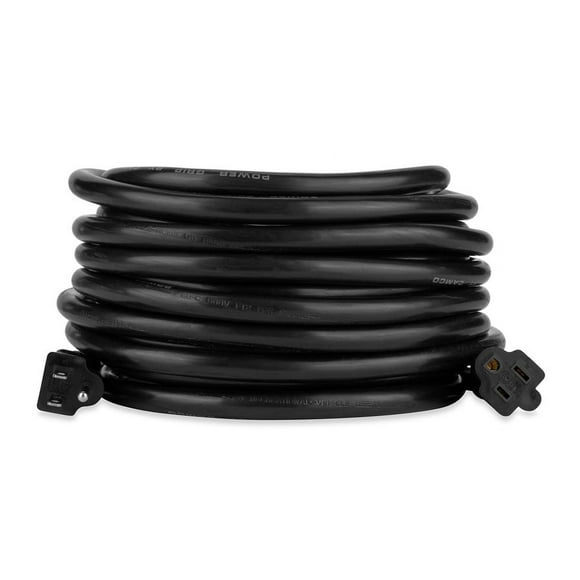 Camco Extension Cord 55142 120 Volt Extension Cord; 5-15P/5-15R; 15 Amp; 14 Gauge Wire; 30 Foot Length; Black; Without Plug Head Handle