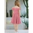 thumbnail image 4 of KISSMODA Girls Dress Casual Round Neck A Line Ruffle Sleeve Knee Length Dresses 4-13 Years, 4 of 4