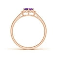 thumbnail image 2 of ANGARA Natural Round Amethyst Cocktail Ring with Floral Diamond Halo in 14K Rose Gold for Women (Size-5mm) | February Birthstone, Birthday, Anniversary, Jewelry Gift for Women | Natural Amethyst Ring, 2 of 9