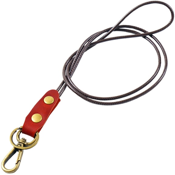 Lanyard Keychain, Lanyard for keys and ID Badges - Genuine Leather, Elegant Design, Sturdy Clasp - Long Keychain for Car