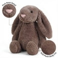 thumbnail image 3 of 9.8" Soft Stuffed Easter Bunny Plush Toy, Cute Floppy Eared Rabbit Pillow, Sweet Plushie for Easter Basket Stuffers & Spring Home Decor, Perfect Gift for All Ages (Toffee Brown), 3 of 8