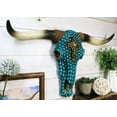 thumbnail image 1 of 20" L Rustic Western Turquoise Beads Cross Longhorn Bull Cow Skull Wall Decor, 1 of 5