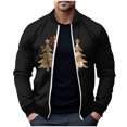 thumbnail image 2 of Friday Clearance Deals!Dihao Christmas Mens Jackets Plus Size Clearance Pullover Sweater Zipper Front Opening Stand Collar Elastic Printed Coats for Men Stand-Up Collar Cardigan, 2 of 5