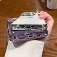 thumbnail image 4 of for iPhone 15 Pro Max Glitter Bling Case,Luxury Sparkly Diamond Rhinestone with Camera Lens Protector Glitter Paper TPU Plating Bumper Slim Women Girl Case for iPhone 15 Pro Max 6.7" (Purple), 4 of 4