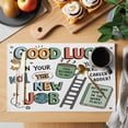 thumbnail image 2 of Green Funny Words Placemats Set of 6, Cartoon Luck New Job Placemats for Dining Table, Place Mats for Kitchen Tabletop, Waterproof Wipeable Dining Table Mats Set, 2 of 9