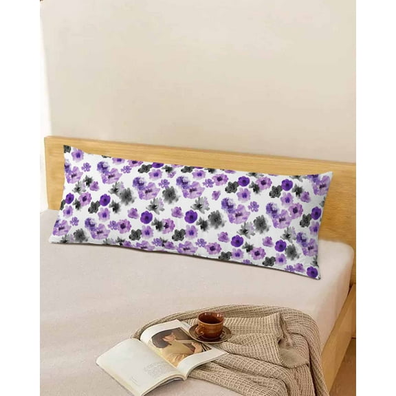 Abstract Colorful Floral Throw Pillow Cover,Elegant Printed Purple Black Rectangle Decorative Pillow Case Protector Soft Cushion Cover Lumbar Pillowcase for Couch Sofa Bedroom Car Decor 20x54 Inch