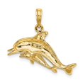 thumbnail image 4 of Auriga Fine Jewelry 14K Yellow Gold 2-D Double Dolphins Swimming Charm for Women (L - 15.8 mm, W - 24.8 mm), 4 of 6