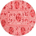 thumbnail image 1 of Ahgly Company Machine Washable Indoor Round Oriental Red Modern Area Rugs, 3' Round, 1 of 4