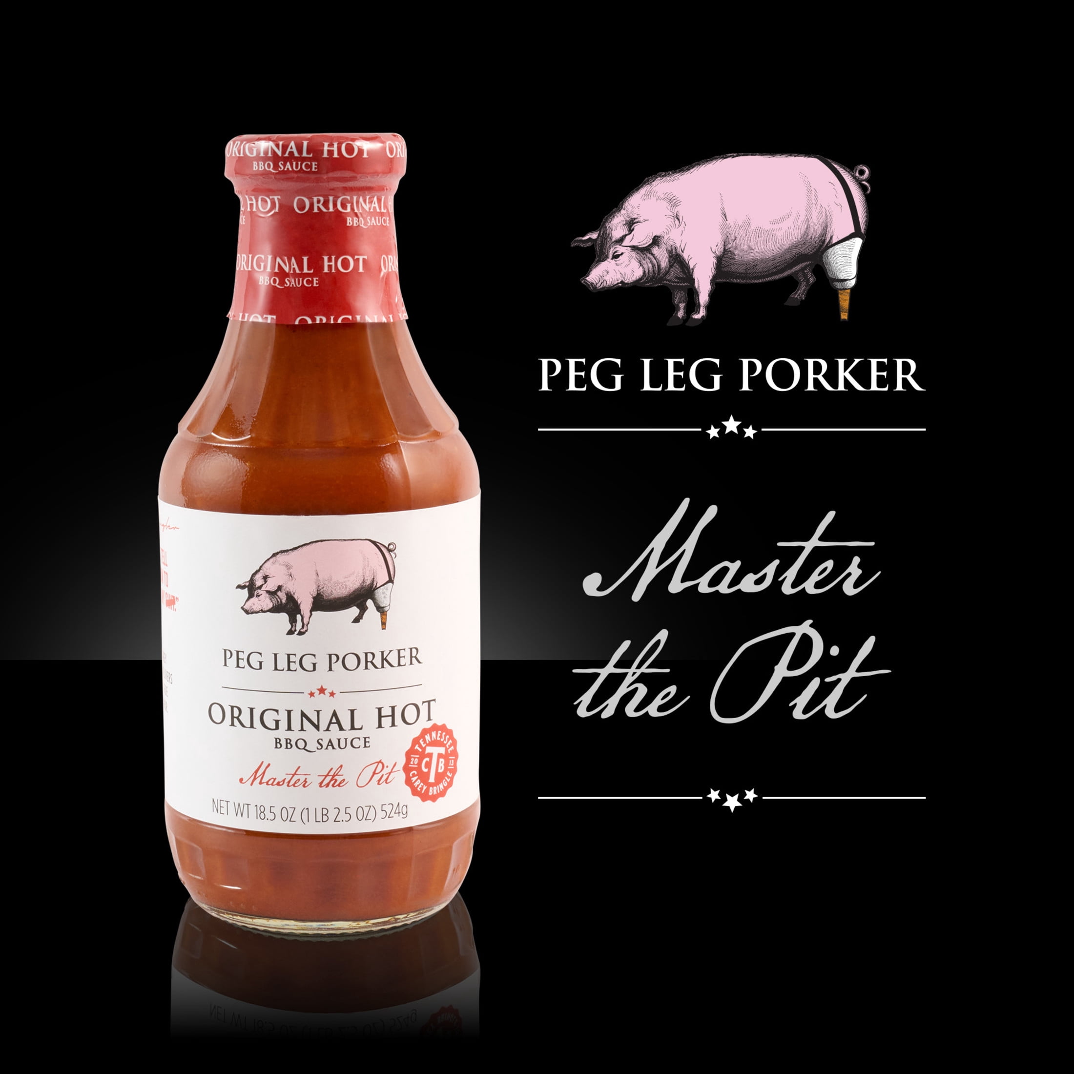 Peg Leg Porker Original Hot BBQ Sauce, 18.5 oz Bottle