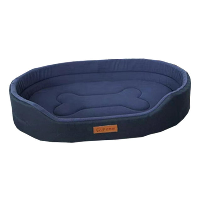 Cama baja del animal doméstico de los bordes delanteros, cama del perro del sofá respirable del gato del rectángulo, cama suave lavable del perrito de , azul m