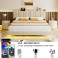 thumbnail image 6 of Garvee King Size Floating Bed Frame with LED Lights, Upholstered Platform Bed with Charging Station & Storage Headboard, No Box Spring Needed, Beige, 6 of 8