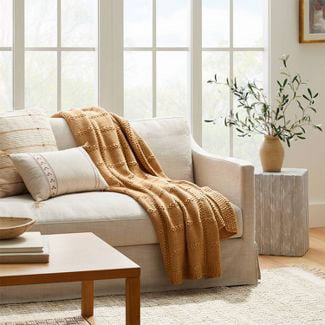 Threshold designed w Studio McGee Grid Knit Throw Blanket Camel Threshold Walmart