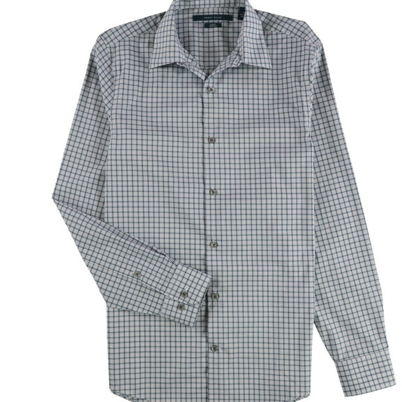 Perry Ellis Mens Checkered Long Sleeves Button-Down Shirt