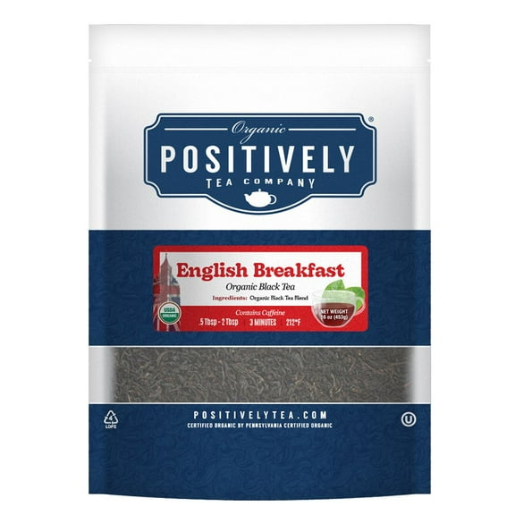 Positively Tea's Organic English Breakfast Black Tea, Loose Leaf, 1 Pound Bag
