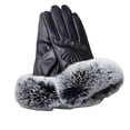 thumbnail image 4 of Guantes de cuero de invierno cálidos para mujer, guantes de ciclismo con pantalla táctil forrados con vellón, resistentes al frío, 4 of 6