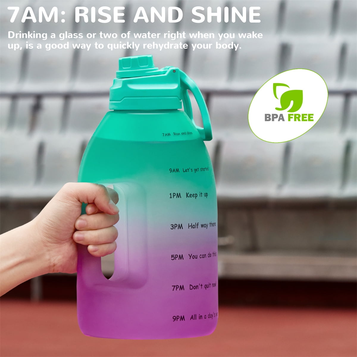 Kepooman Reusable Large-Capacity Water Bottle, Fitness Sports Water Bottle with Leak Proof Flip Top Lid for Gym Yoga Fitness Camping with Time Marker-E Kepooman Reusable Large-Capacity Water Bottle, Fitness Sports Water Bottle with Leak Proof Flip Top Lid for Gym Yoga Fitness Camping with Time Marker-E
