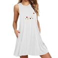 thumbnail image 2 of WTXUE Plus Size Dresses, A-Line Sleeveless with Pockets Crew Neck, Pocket Printing Casual Night Dress Es Floral Mid-Length Women's Plus, White Size L(US:8), 2 of 3