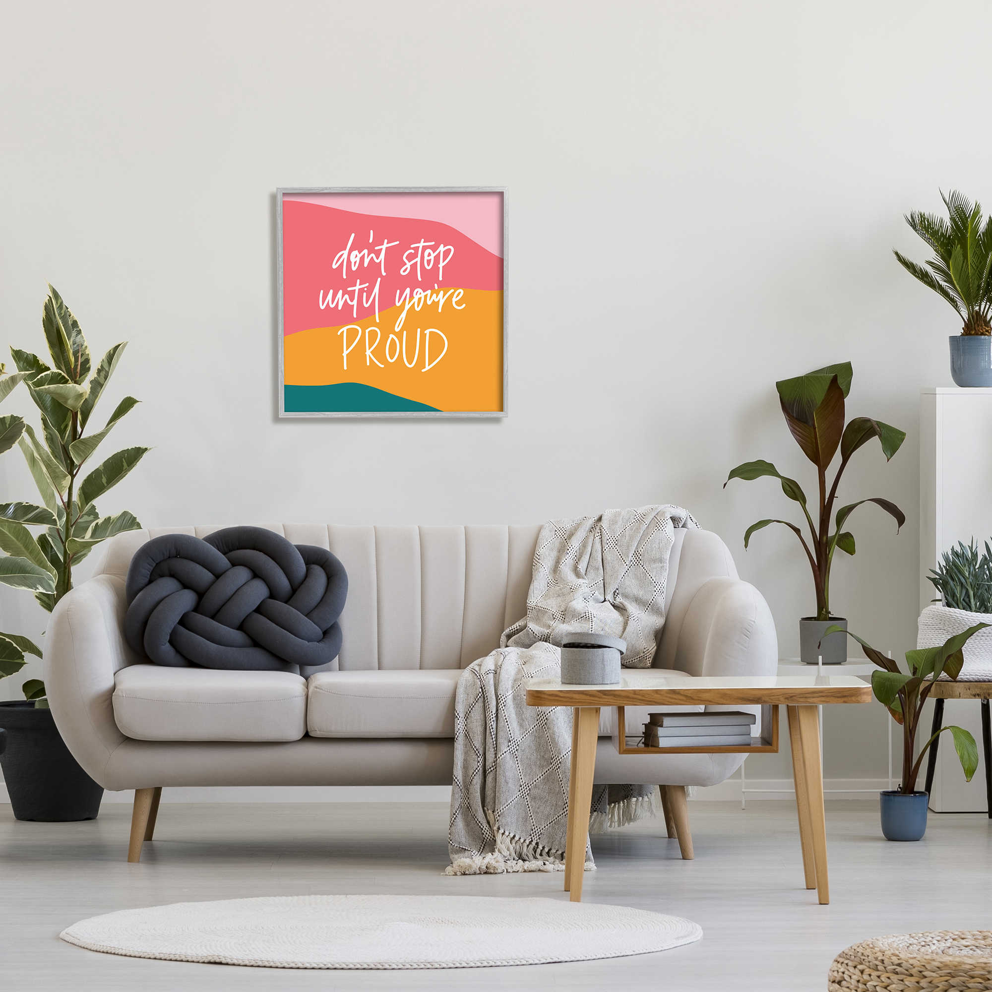 Stupell Indtries Don't Stop Until You're Proud Phrase Abstract Pattern,24 x 24,Design by Amanda Hoton