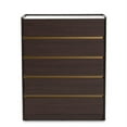 thumbnail image 1 of Bowery Hill Commode 5 Tiroirs en Bois Finition Brun Foncé et Or, 1 of 10