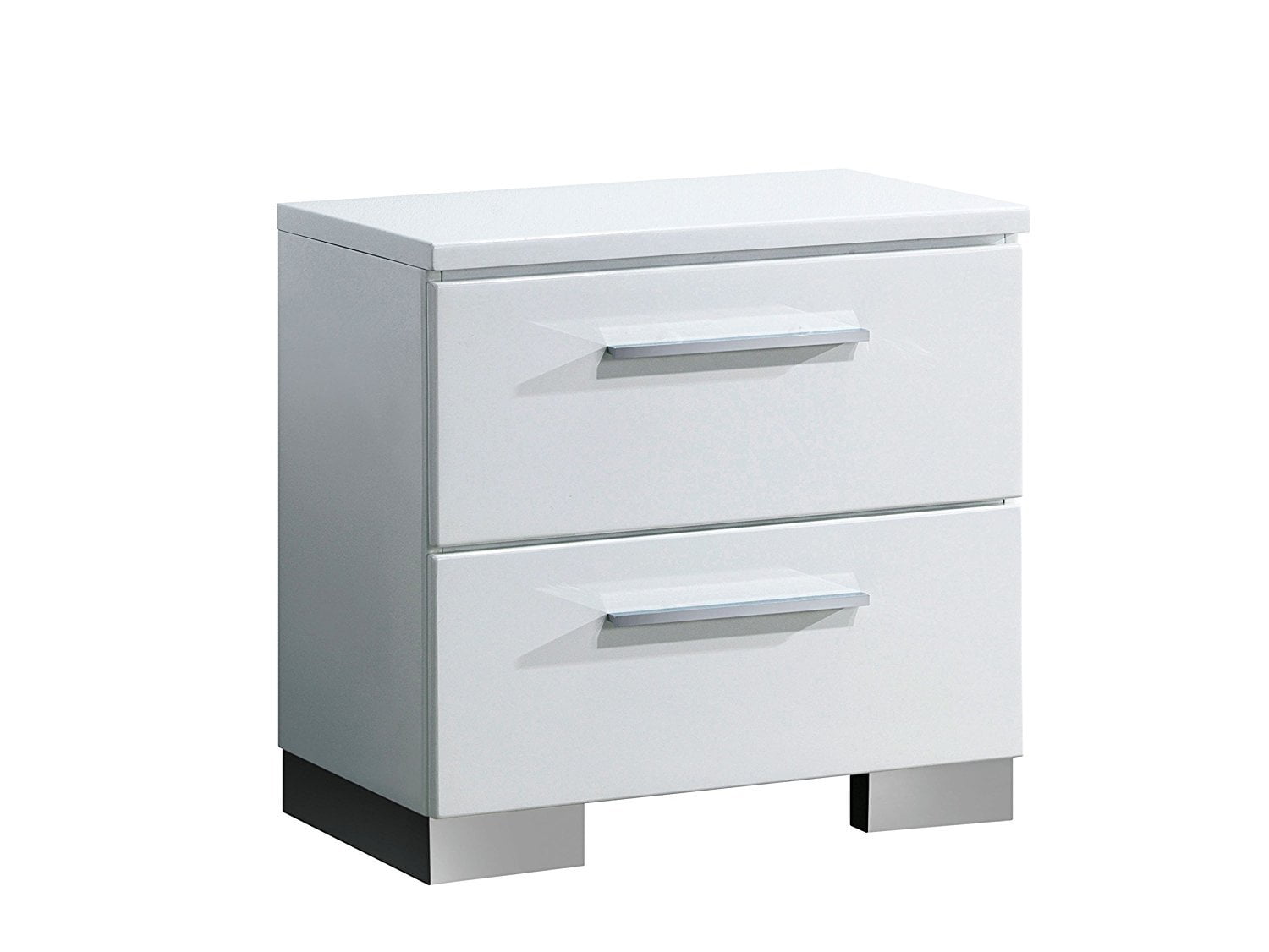 Homes Inside Out Iohomes Aria High Gloss Lacquer Finish 2 Drawer Nightstand Not Applicable White Walmart Com Walmart Com
