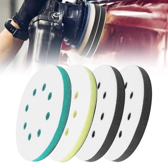 4 Pcs 5 Inch 8 Holes Orbital Sander Pads Set,Soft/Medium/Hard 3 Hardness Buffing Sponge Sanding Pads with Sandpaper for Sander