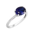 thumbnail image 2 of Women's Welry Created Oval Blue Sapphire Ring with Diamond Accents in 10kt White Gold, Size 9, 2 of 5