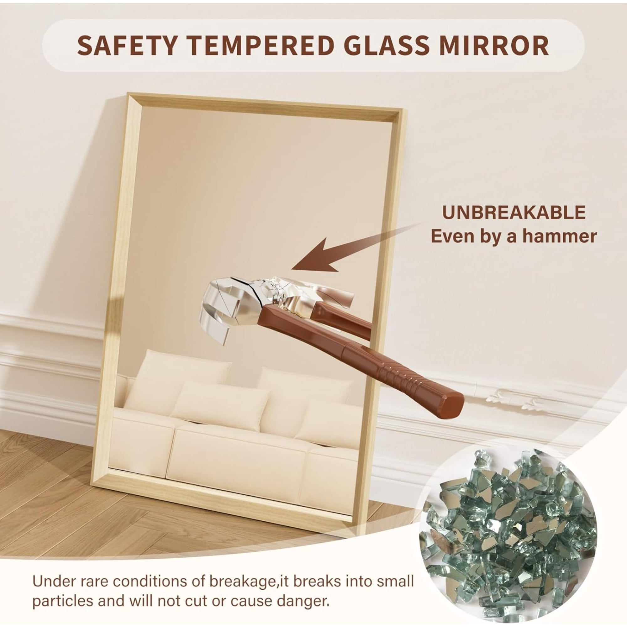 Ultrue UTBM0RT01OW05575 Oak Wood Effect 22x30 Framed Wall Mirror