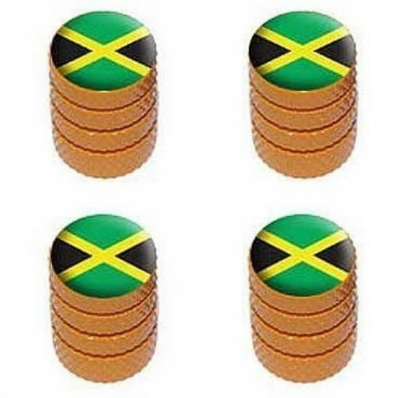 Jamaica Flag Tire Rim Wheel Aluminum Valve Stem Caps, Multiple Colors