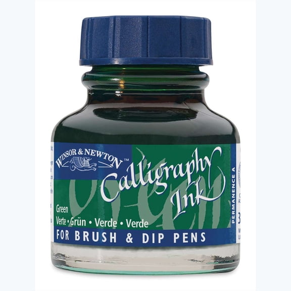 Winsor & Newton Calligraphy, Fountain, Dip, Technical Pen & Airbrush Ink, Green