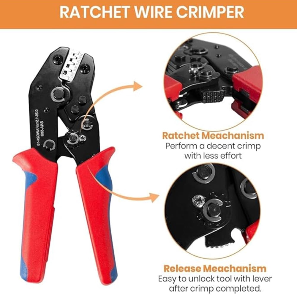 Ksruee Electrical Crimping Tool Ratcheting Cable Crimping Stripper Tool Multifunctional Wire Plier for Electrician Automotive Residential Building Industry Repair Workshop